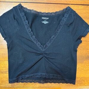 PacSun Black Lace V-Neck Crop Top